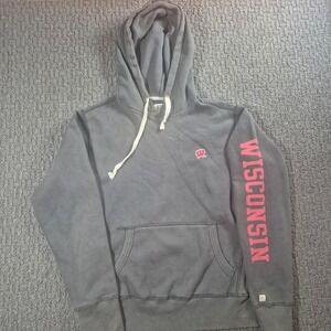 Wisconsin Badgers Hoodie Mens M Black Tailgate NCAA College Football Distressed